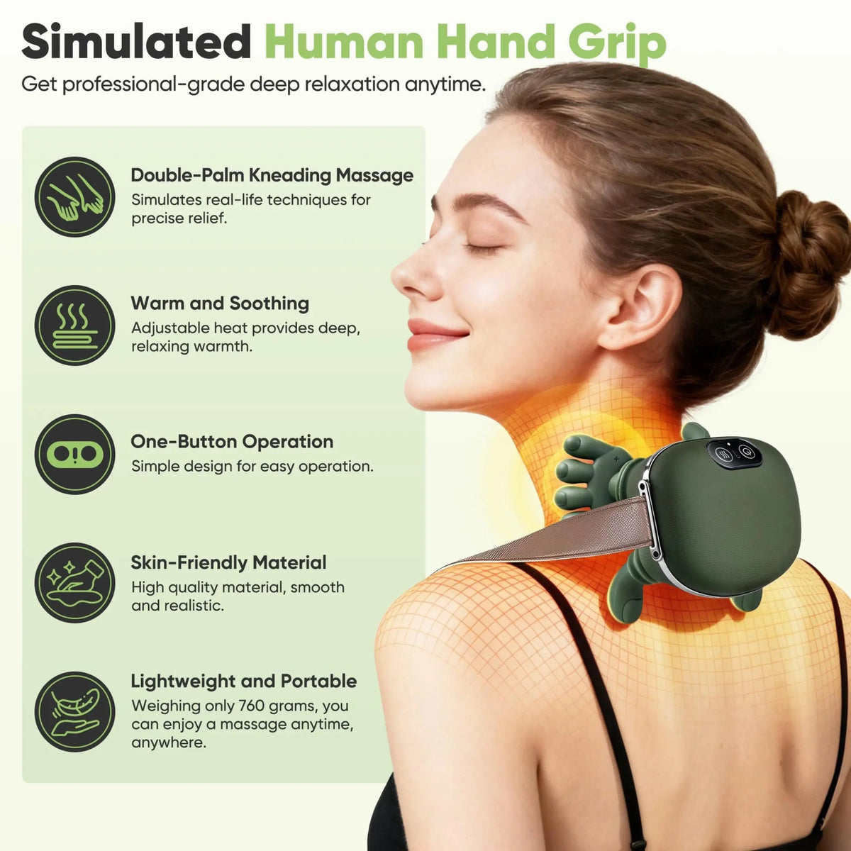 Neck & Shoulder Massager Deep Kneading Heat 3 Modes