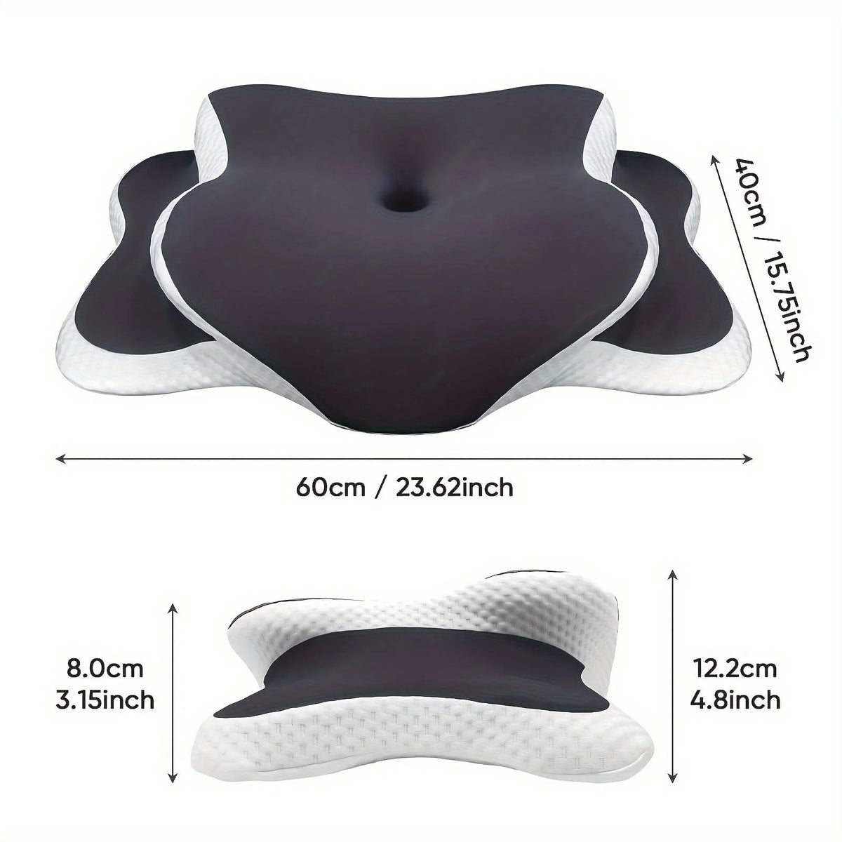 Neck Support Pillow Ergonomic Memory Foam Breathable Cover