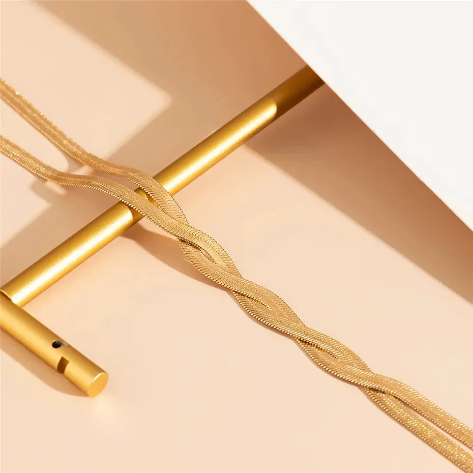 Necklace Adjustable Length Flat Snake Chain Gold & Silver