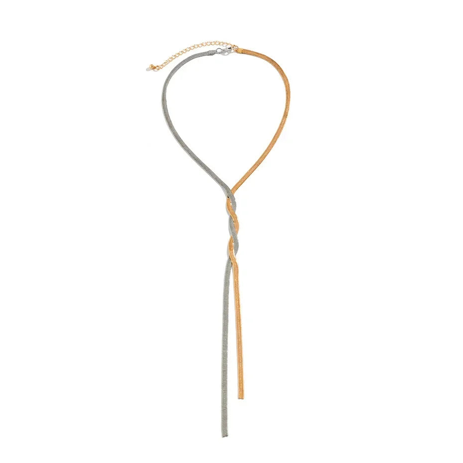 Necklace Adjustable Length Flat Snake Chain Gold & Silver