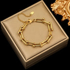 Necklace & Bracelet Set Gold-Plated Stainless Steel Adjustable Lengths