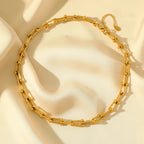 Necklace & Bracelet Set Gold-Plated Stainless Steel Adjustable Lengths