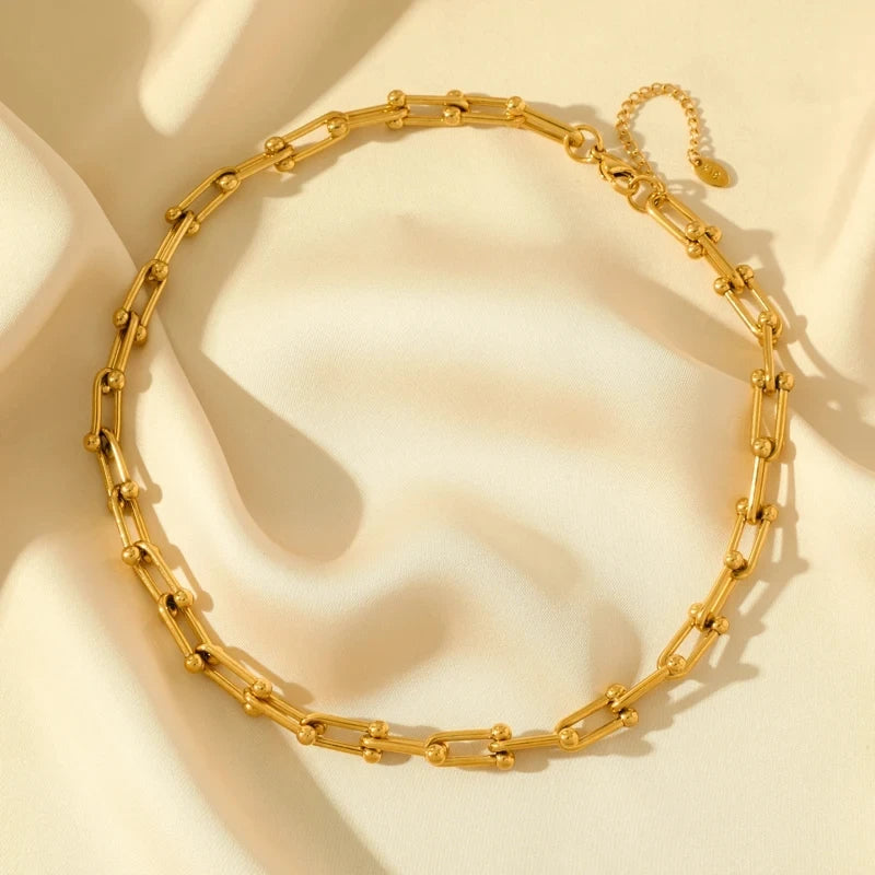 Necklace & Bracelet Set Gold-Plated Stainless Steel Adjustable Lengths