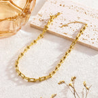 Necklace & Bracelet Set Gold-Plated Stainless Steel Adjustable Lengths
