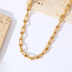 Necklace & Bracelet Set Gold-Plated Stainless Steel Adjustable Lengths