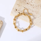 Necklace & Bracelet Set Gold-Plated Stainless Steel Adjustable Lengths