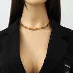 Necklace & Bracelet Set Gold-Plated Stainless Steel Adjustable Lengths