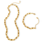 Necklace & Bracelet Set Gold-Plated Stainless Steel Adjustable Lengths