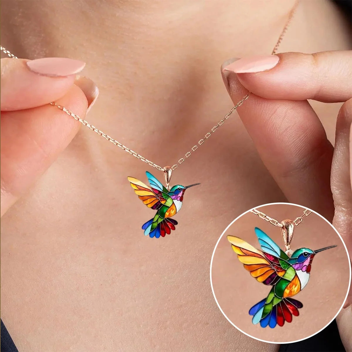 Necklace & Earrings Set Stained Glass Enamel