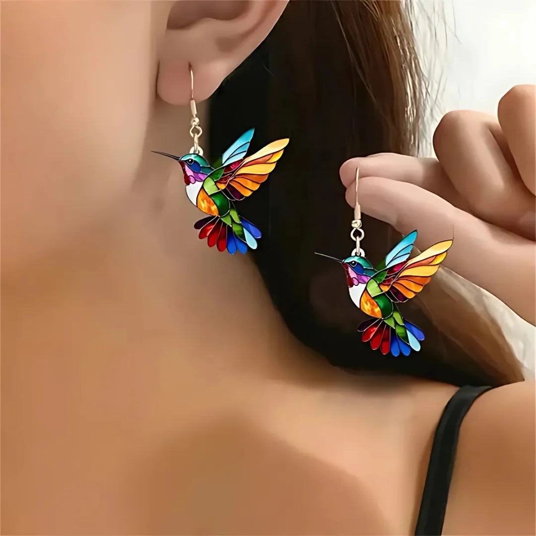 Necklace & Earrings Set Stained Glass Enamel