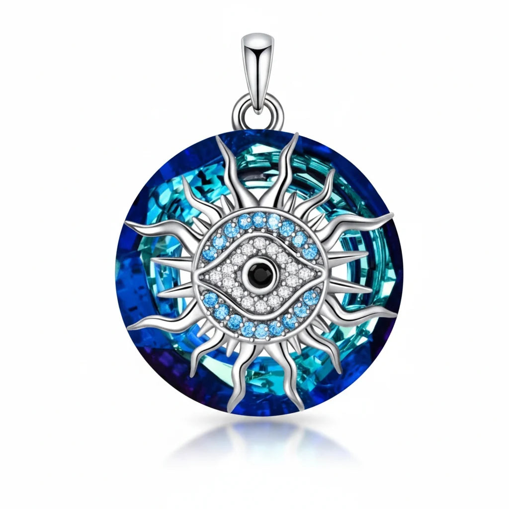 Necklace Evil Eye Silver Alloy Blue Accent Adjustable Chain