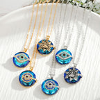Necklace Evil Eye Silver Alloy Blue Accent Adjustable Chain