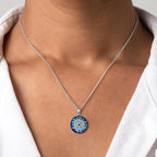 Necklace Evil Eye Silver Alloy Blue Accent Adjustable Chain