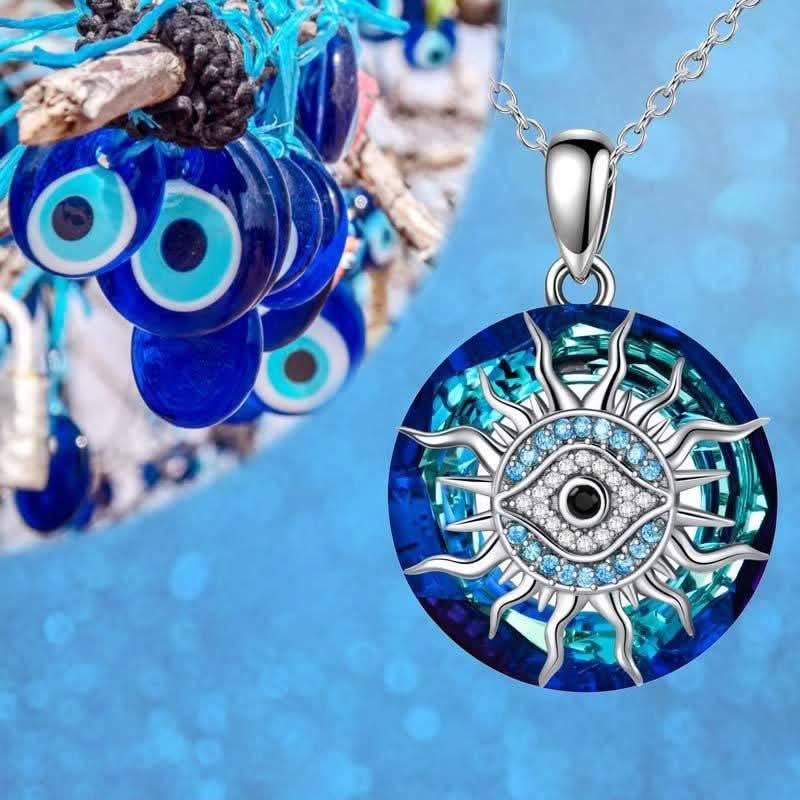 Necklace Evil Eye Silver Alloy Blue Accent Adjustable Chain