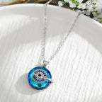 Necklace Evil Eye Silver Alloy Blue Accent Adjustable Chain