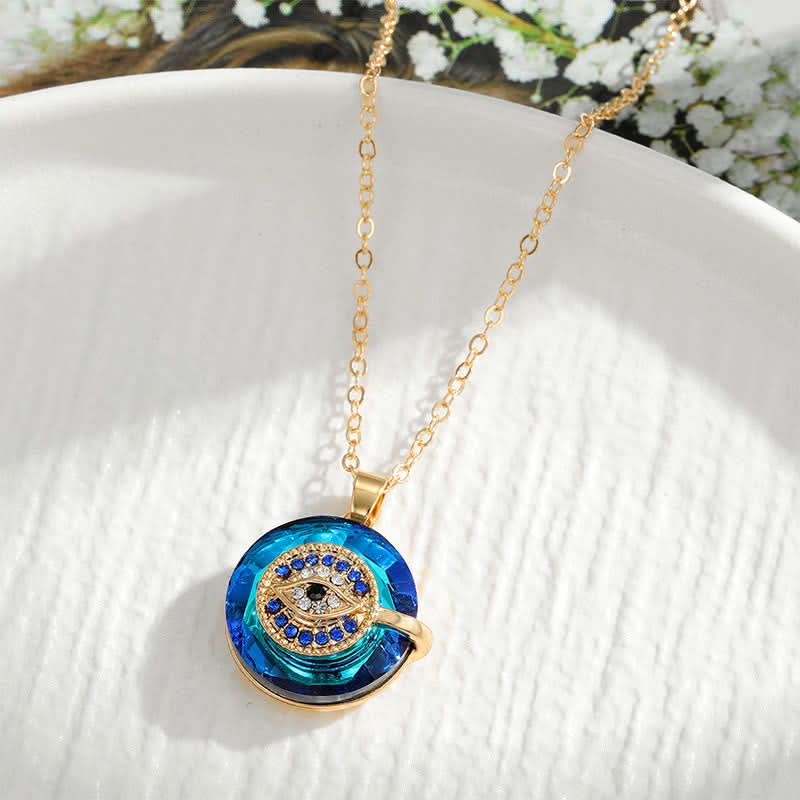 Necklace Evil Eye Silver Alloy Blue Accent Adjustable Chain