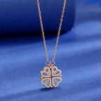 Necklace Four Heart Clover Adjustable Chain Centered Pendant
