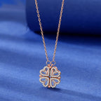 Necklace Four Heart Clover Adjustable Chain Centered Pendant