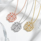 Necklace Four Heart Clover Adjustable Chain Centered Pendant