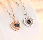 Necklace Heart Projection Rhinestone Accents
