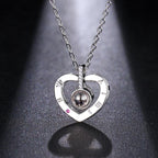 Necklace Heart Projection Rhinestone Accents