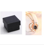 Necklace Heart Projection Rhinestone Accents