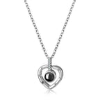 Necklace Heart Projection Rhinestone Accents