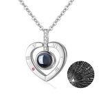 Necklace Heart Projection Rhinestone Accents