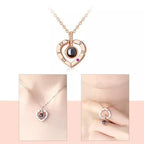 Necklace Heart Projection Rhinestone Accents