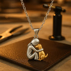 Necklace Hug Silhouette Pet Memorial Adjustable Length