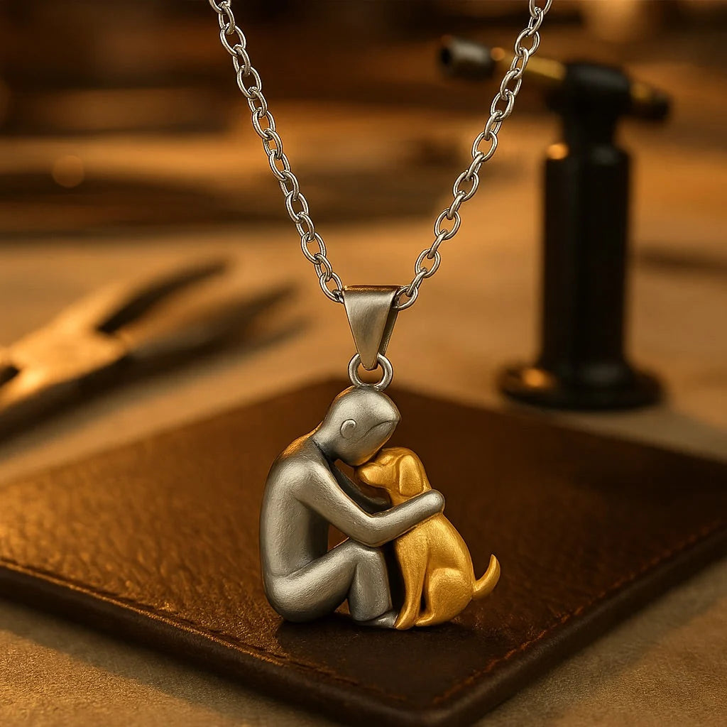 Necklace Hug Silhouette Pet Memorial Adjustable Length