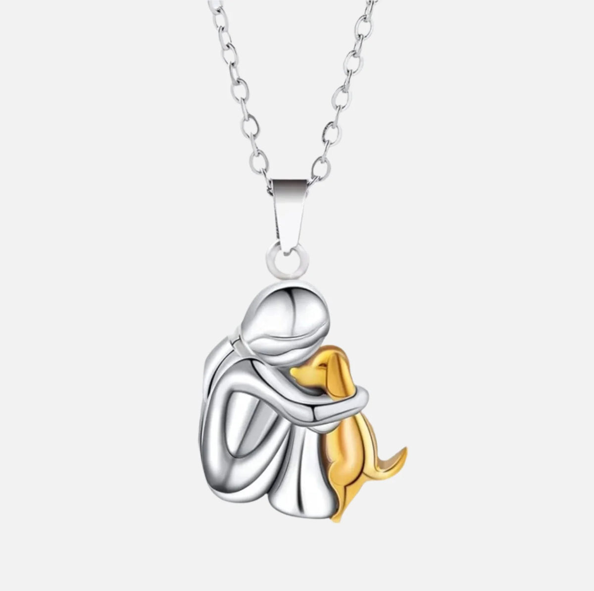 Necklace Hug Silhouette Pet Memorial Adjustable Length