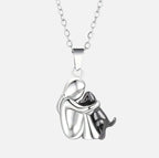 Necklace Hug Silhouette Pet Memorial Adjustable Length