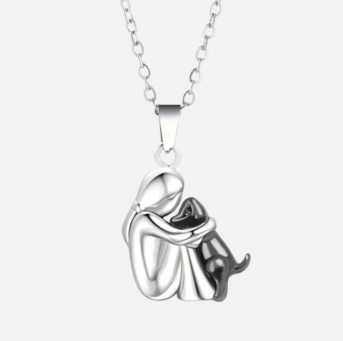 Necklace Hug Silhouette Pet Memorial Adjustable Length