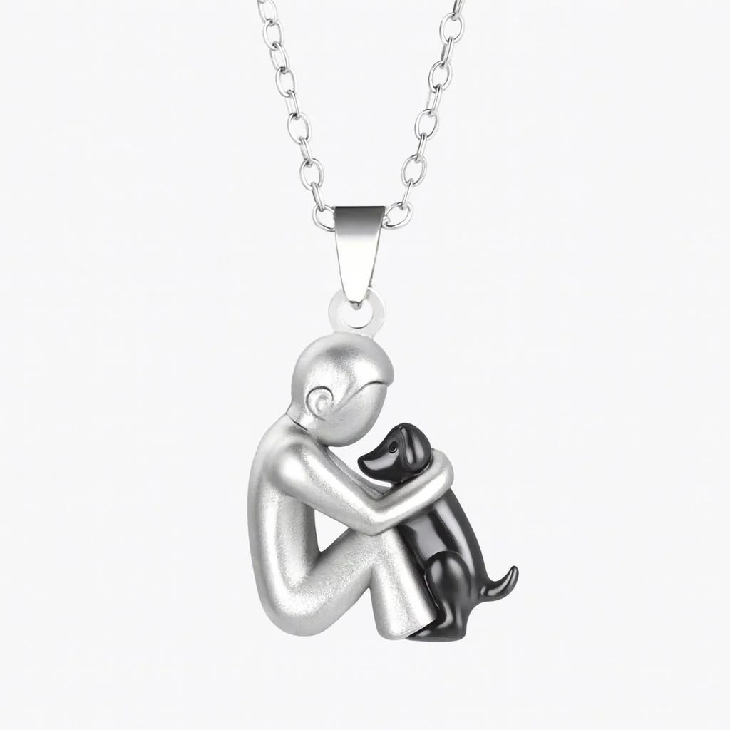 Necklace Hug Silhouette Pet Memorial Adjustable Length