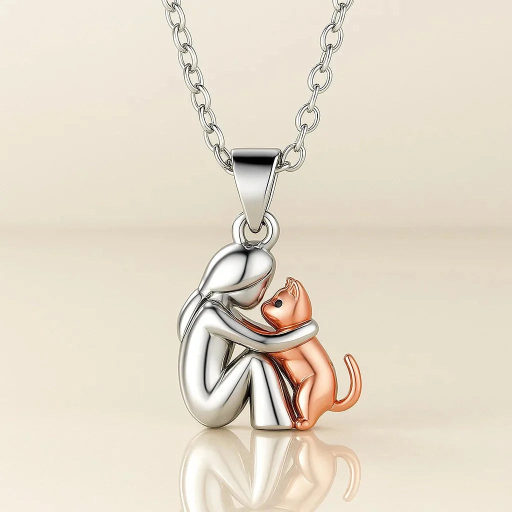 Necklace Hug Silhouette Pet Memorial Adjustable Length