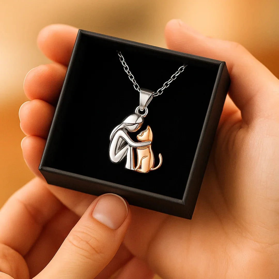 Necklace Hug Silhouette Pet Memorial Adjustable Length