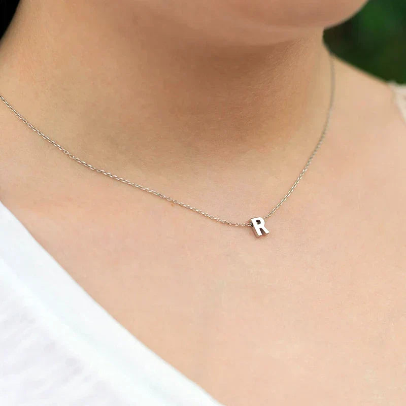 Necklace Initial Pendant Adjustable Stainless Steel
