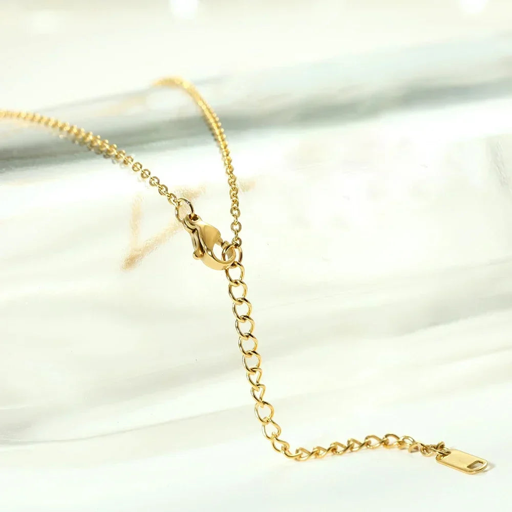 Necklace Initial Pendant Adjustable Stainless Steel