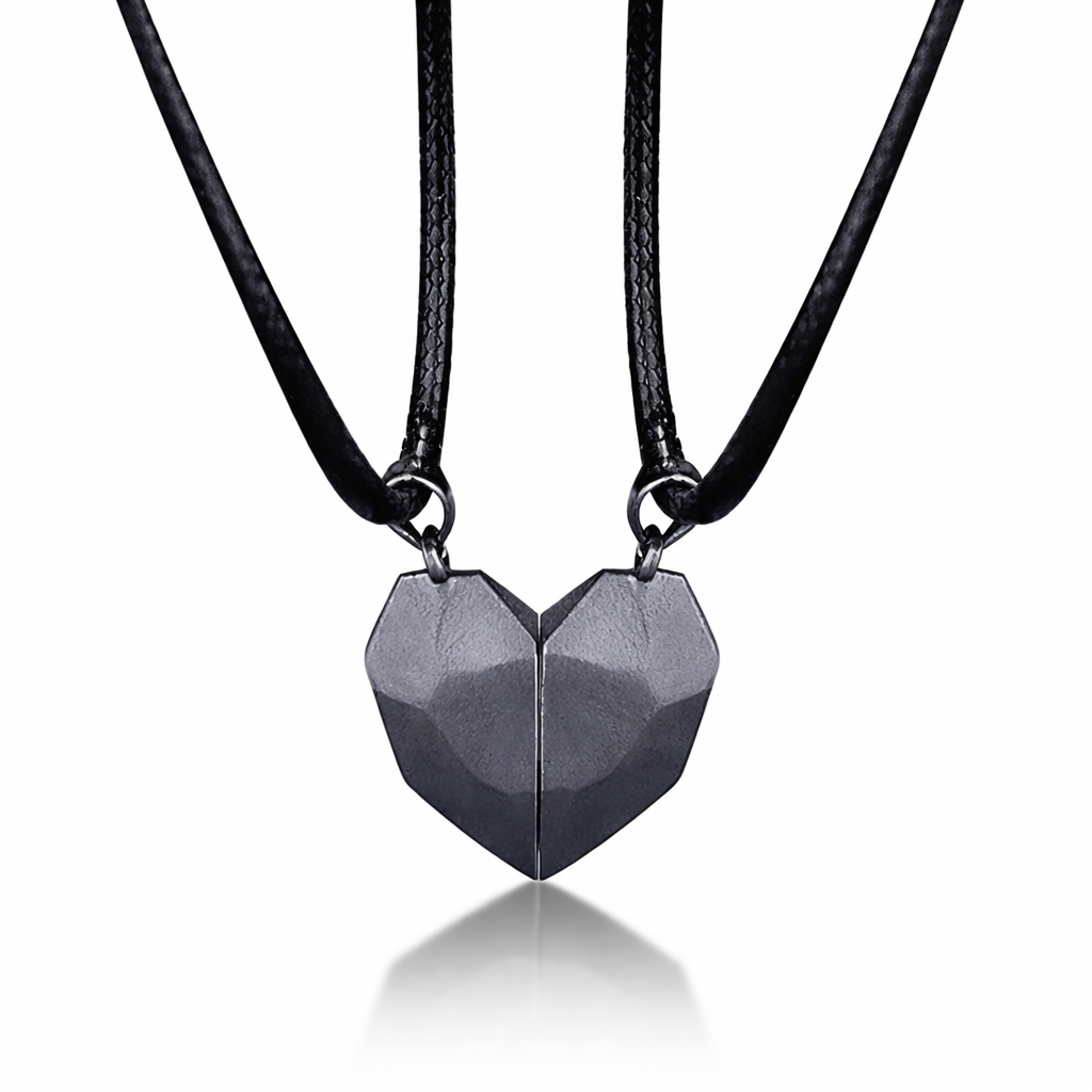 Necklace Set Couples Magnetic Heart Electrocardiogram Design