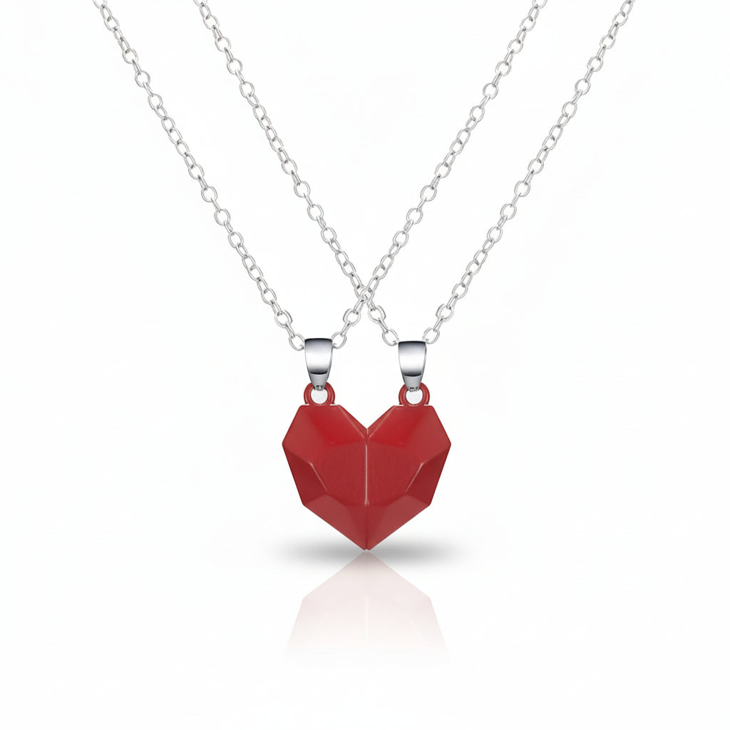 Necklace Set Couples Magnetic Heart Electrocardiogram Design