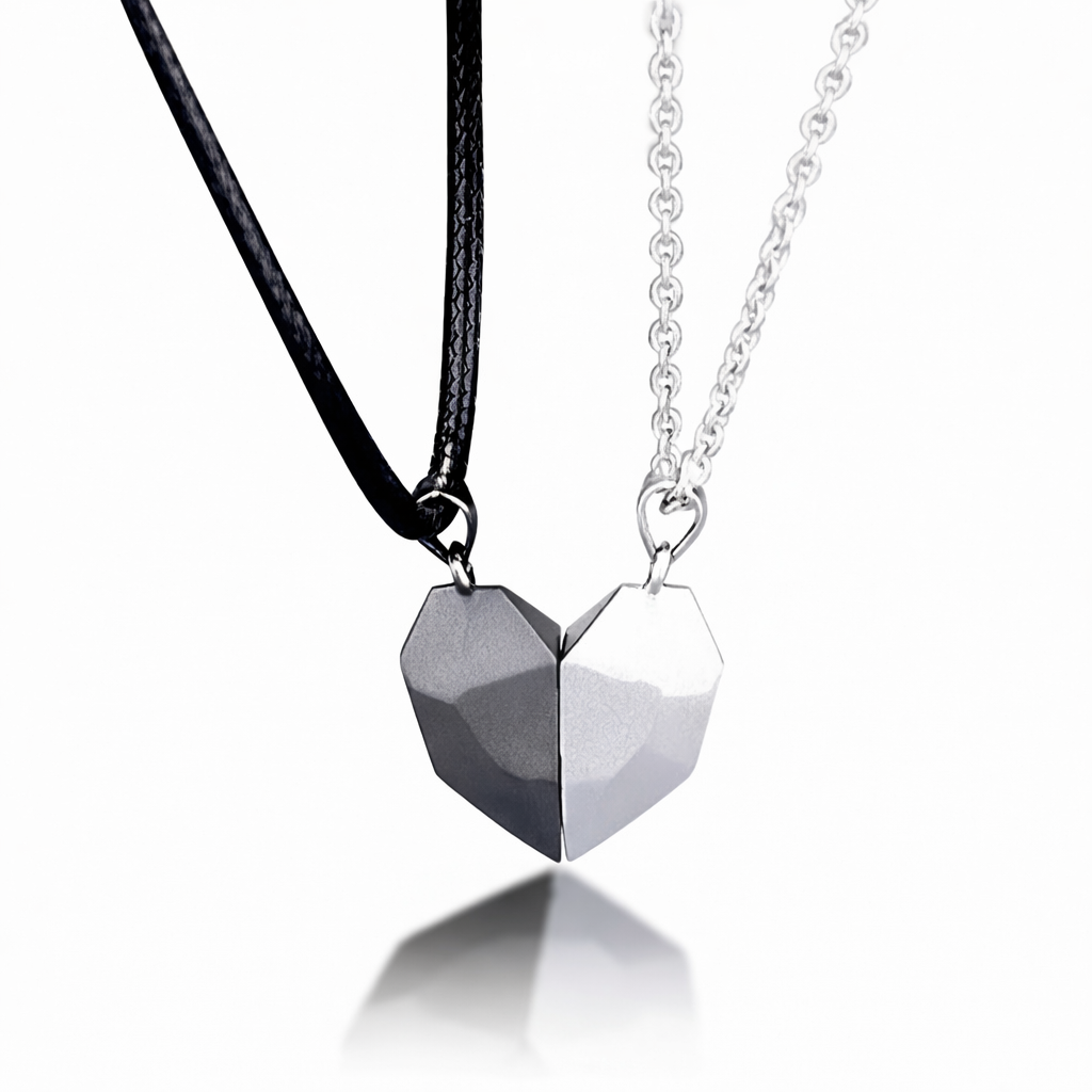 Necklace Set Couples Magnetic Heart Electrocardiogram Design