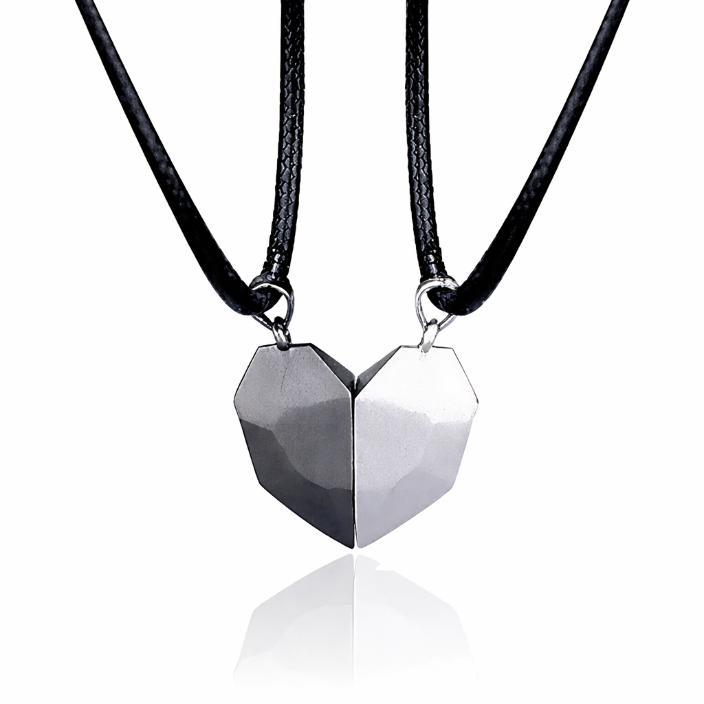 Necklace Set Couples Magnetic Heart Electrocardiogram Design