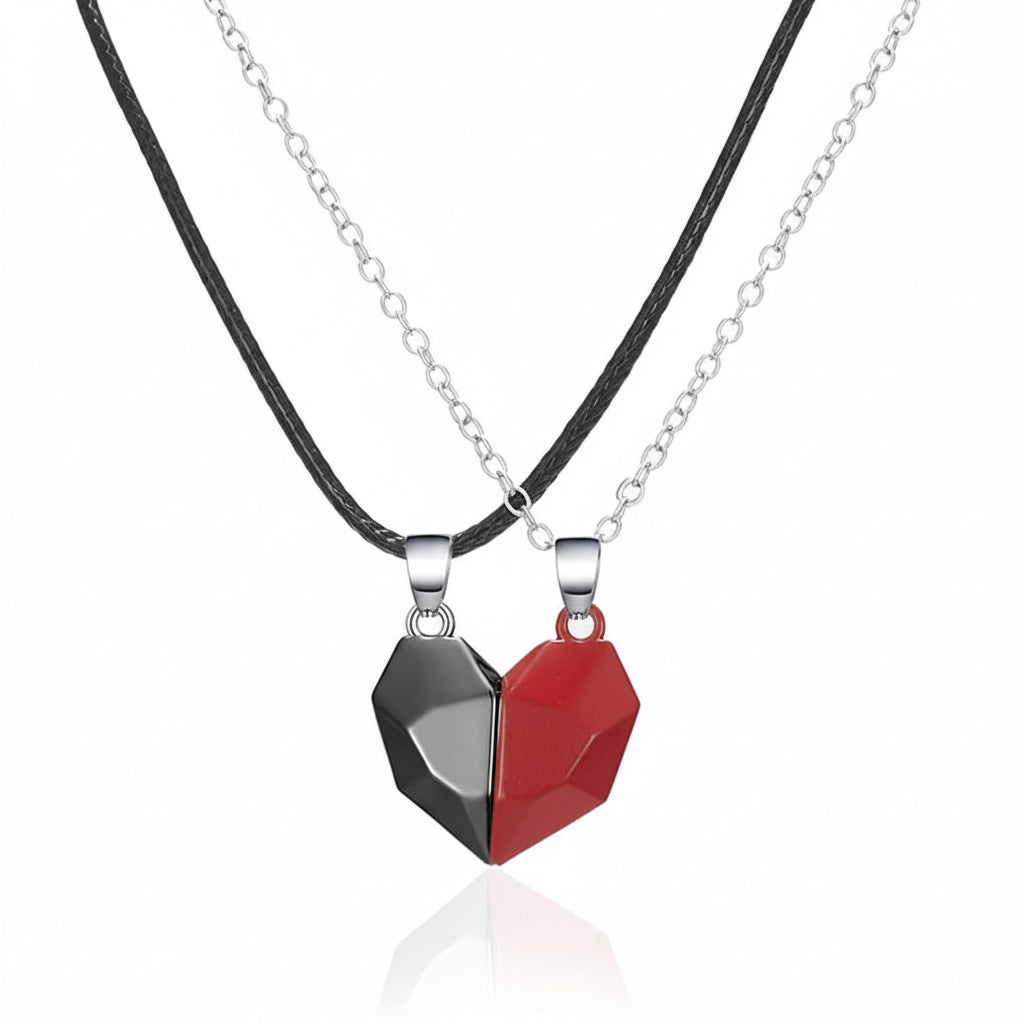 Necklace Set Couples Magnetic Heart Electrocardiogram Design