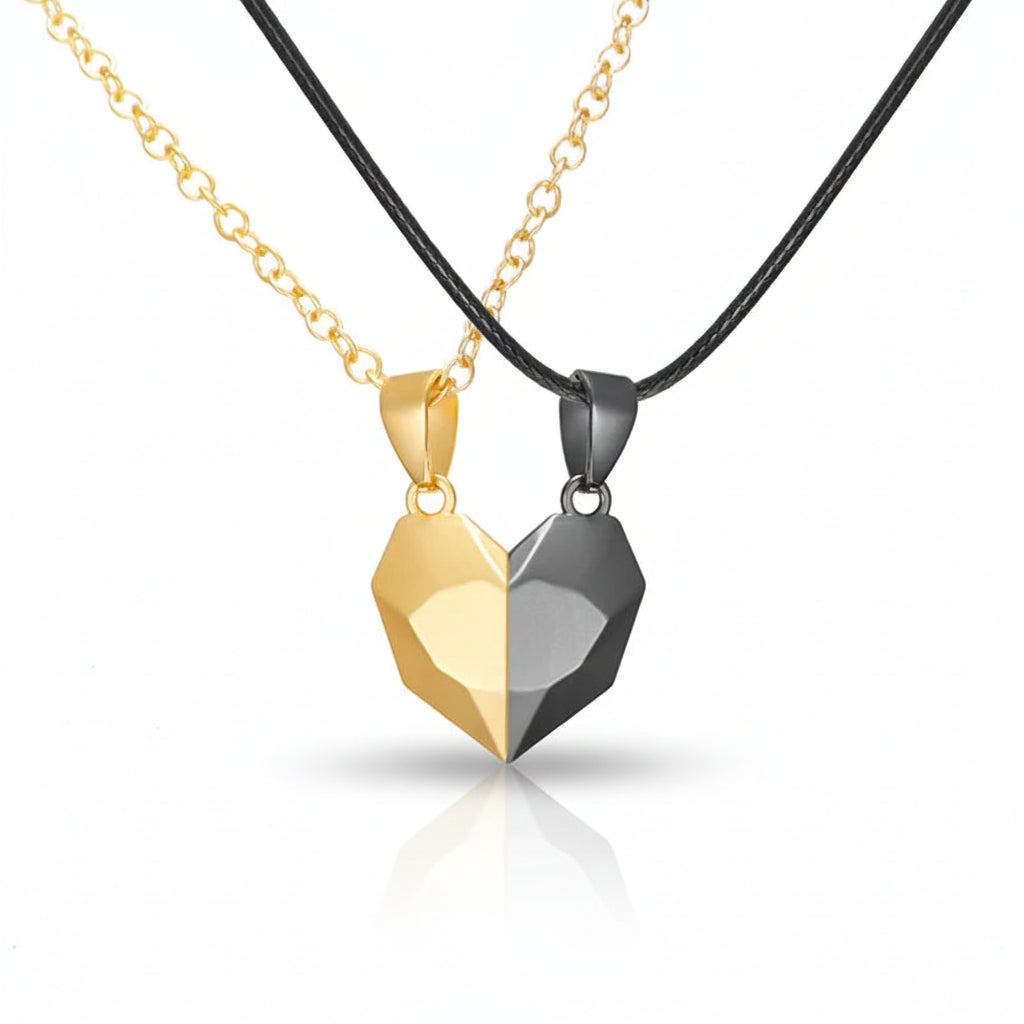 Necklace Set Couples Magnetic Heart Electrocardiogram Design