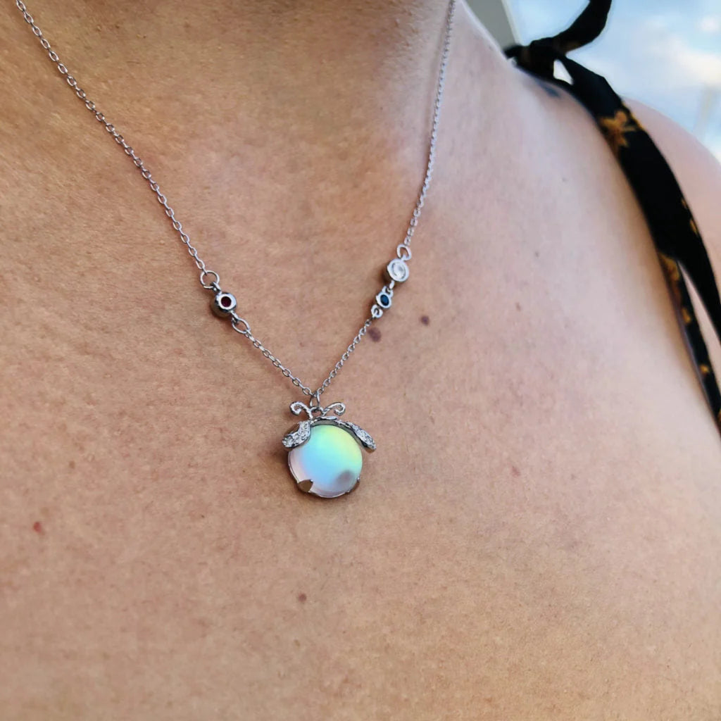 Necklace Silver-Plated Moonstone Firefly 50 Cm