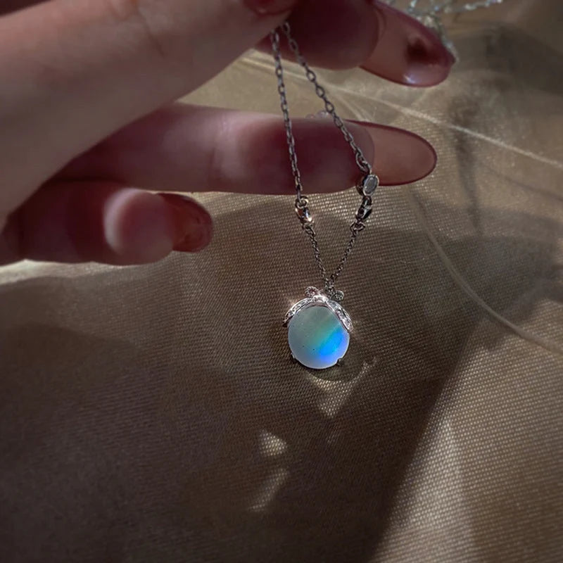 Necklace Silver-Plated Moonstone Firefly 50 Cm