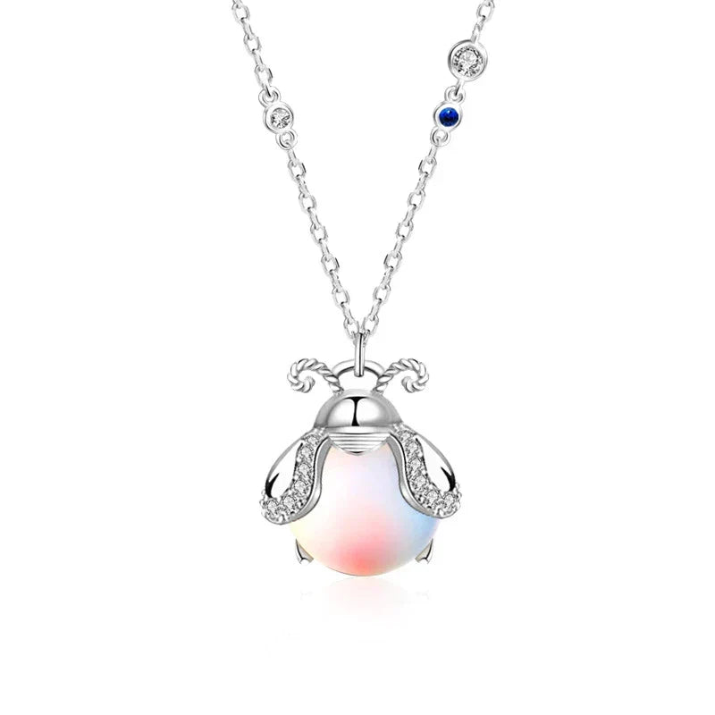 Necklace Silver-Plated Moonstone Firefly 50 Cm