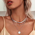 Necklace Three-Layer 925 Sterling Silver