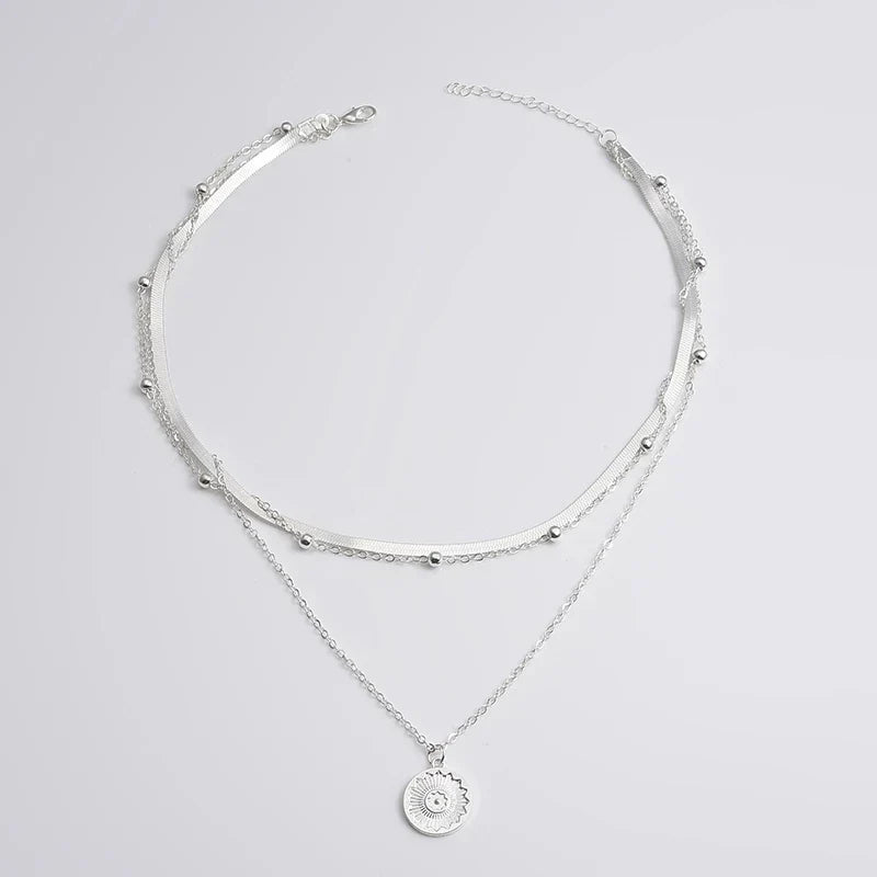 Necklace Three-Layer 925 Sterling Silver